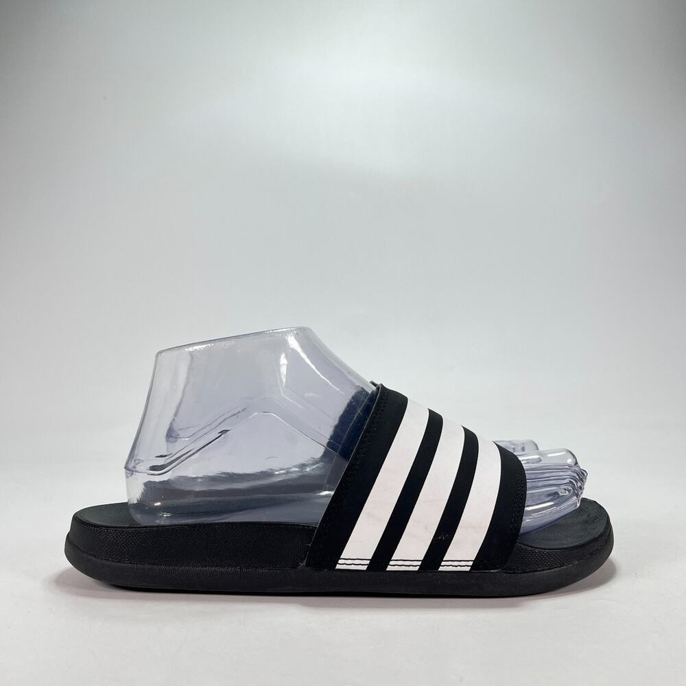 Adidas Adilette Black White Comfort Slip On Slide Sandals JS4313 Youth Size 5
